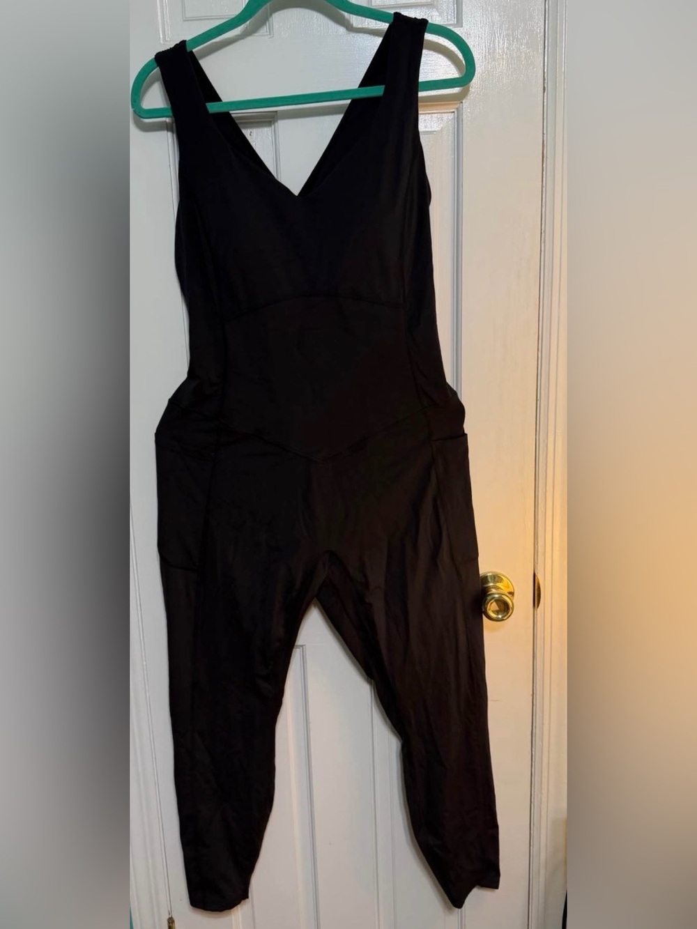 Black Halara Jumpsuit, XL, 7/8, booty scrunch, NWOT, $25
